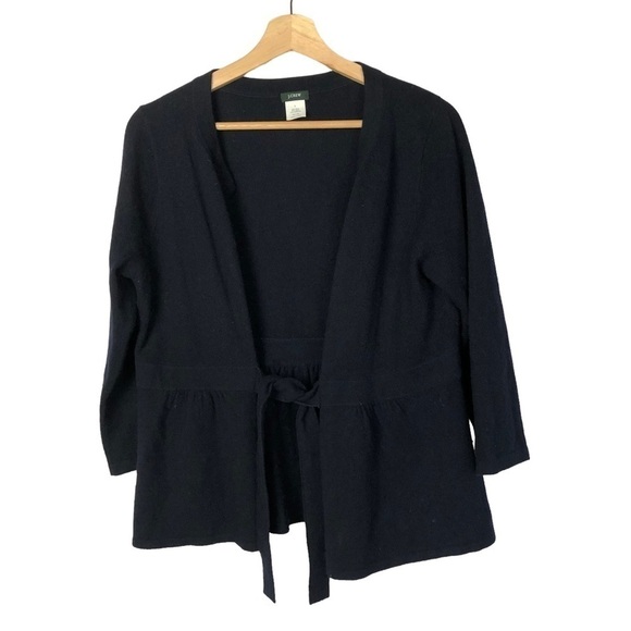 J. Crew Navy Blue Dream Tie Y2K Wool Cashmere Cardigan Sweater L - Picture 1 of 2